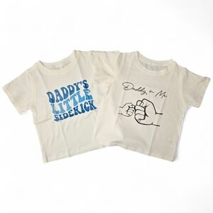 Kids' White Graphic Dad Themed T-Shirts Set